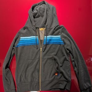 Aviator Nation 5 Stripe Hoodie Charcoal Blue